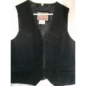 Vintage Permit Platinum Leather Vest Western Suede Black Menswear Size L